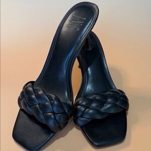 INC International Concepts Black Braided Square-Toe Slip-On Mules